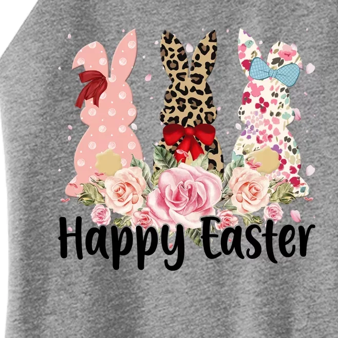 Happy Easter Cute Floral Bunnies Women’s Perfect Tri Rocker Tank