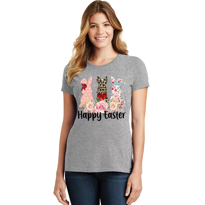 Happy Easter Cute Floral Bunnies Women's T-Shirt