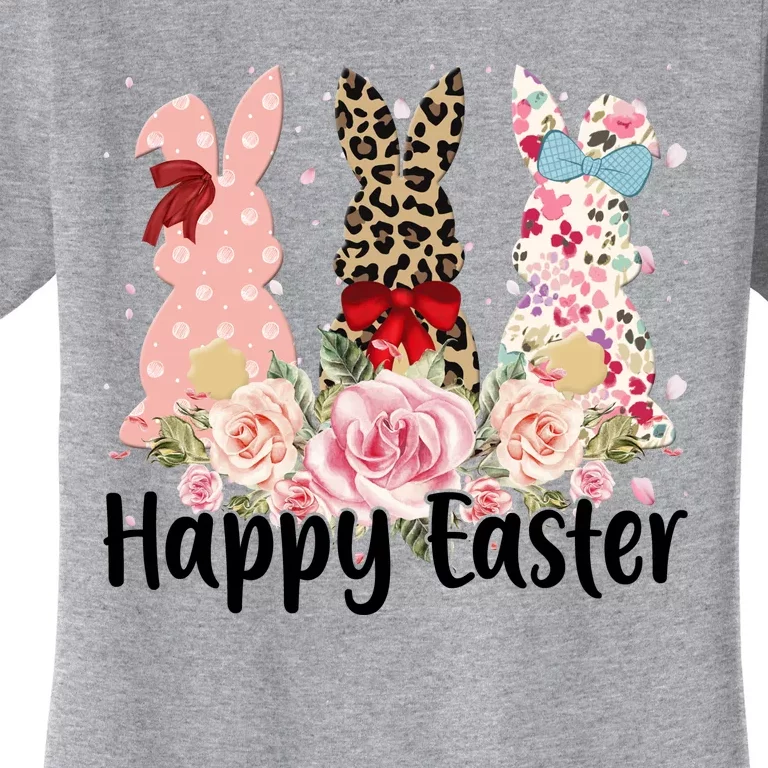 Happy Easter Cute Floral Bunnies Women's T-Shirt