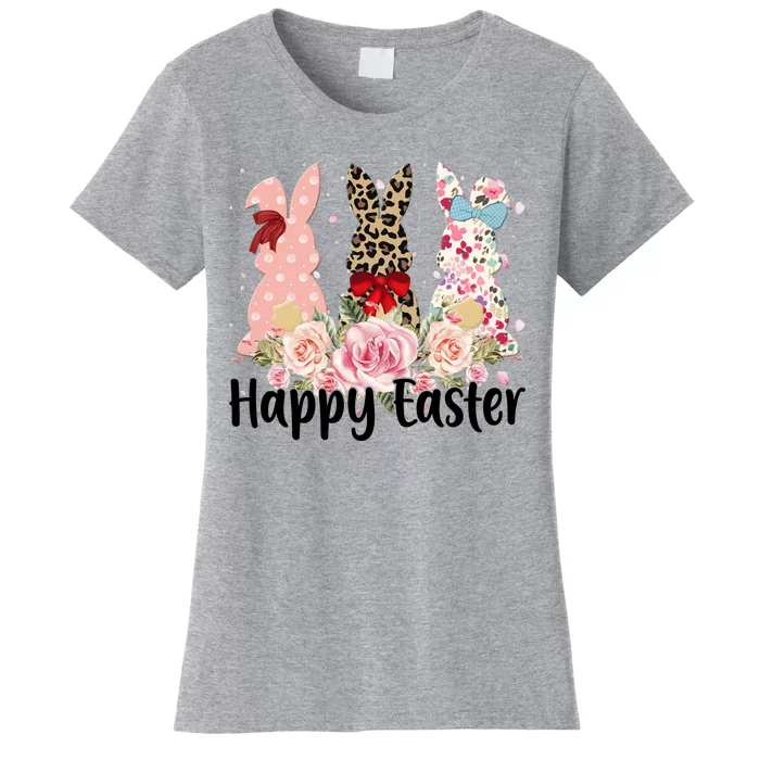 Happy Easter Cute Floral Bunnies Women's T-Shirt