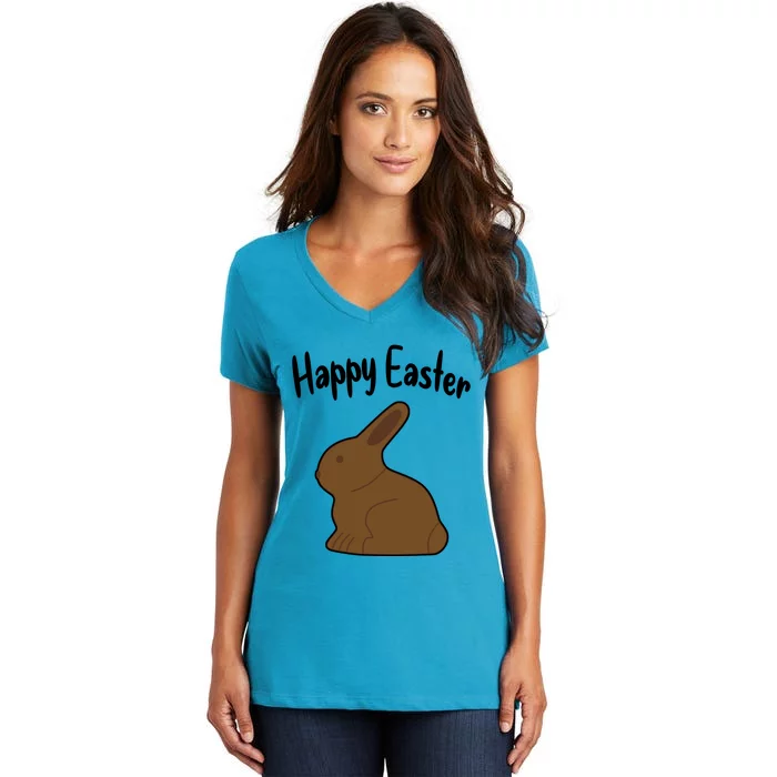 Happy Easter Chocolate Rabbits Bunnies Funny Gift Women's V-Neck T-Shirt