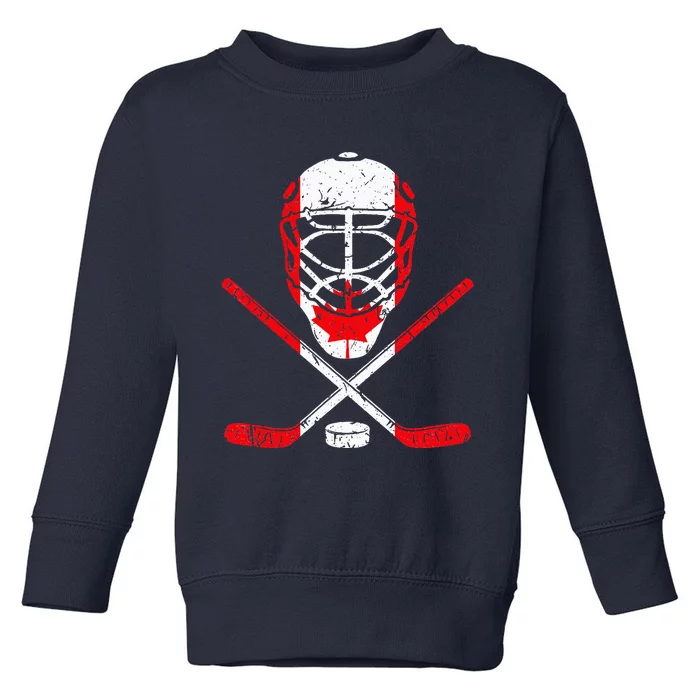 Hockey Equipment Canadian Flag Ice Hockey Toddler Sweatshirt