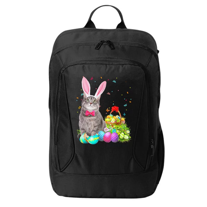 Happy Easter Cute Bunny Cat Eggs Basket Funny City Backpack