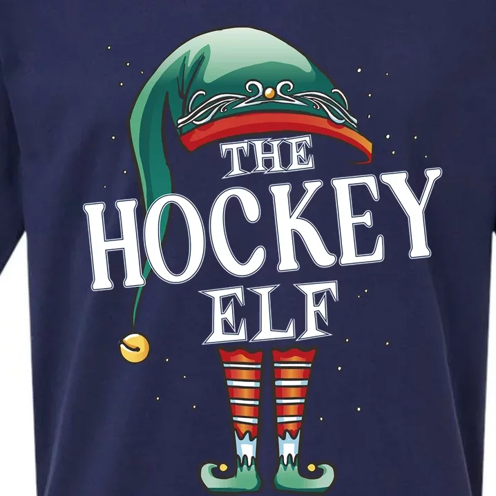 Hockey Elf Christmas Group Xmas Pajama Party Gift Sueded Cloud Jersey T-Shirt