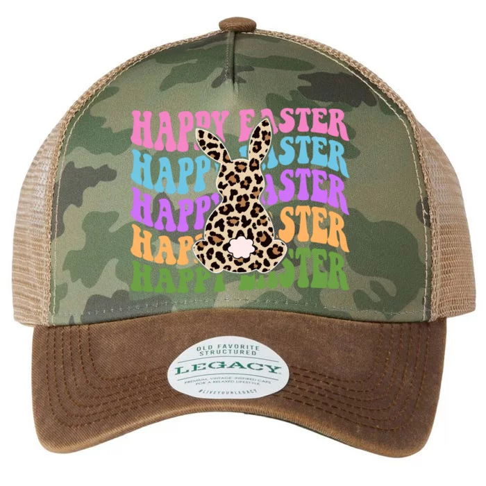 Happy Easter Cheetah Bunny Colorful Retro Legacy Tie Dye Trucker Hat