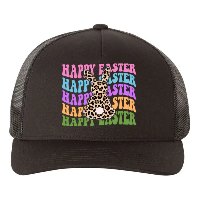 Happy Easter Cheetah Bunny Colorful Retro Yupoong Adult 5-Panel Trucker Hat