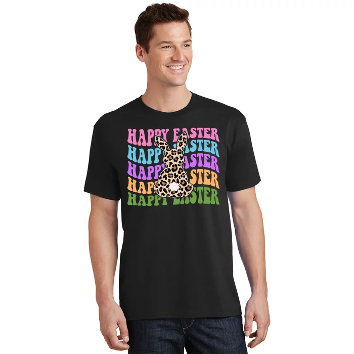 Happy Easter Cheetah Bunny Colorful Retro T-Shirt