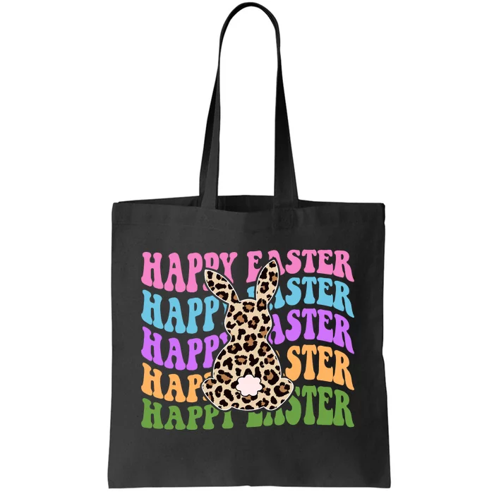 Happy Easter Cheetah Bunny Colorful Retro Tote Bag