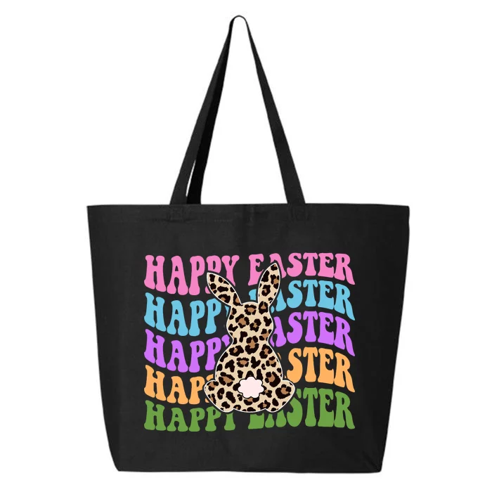 Happy Easter Cheetah Bunny Colorful Retro 25L Jumbo Tote