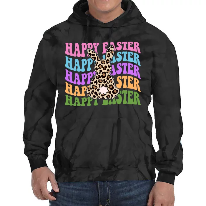 Happy Easter Cheetah Bunny Colorful Retro Tie Dye Hoodie