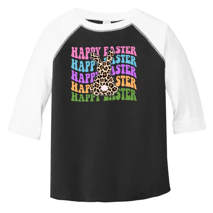 Happy Easter Cheetah Bunny Colorful Retro Toddler Fine Jersey T-Shirt