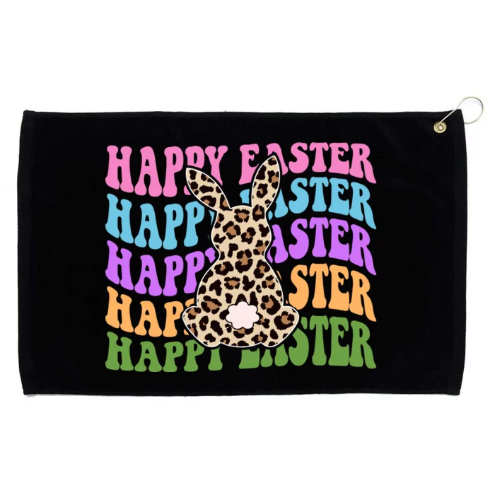 Happy Easter Cheetah Bunny Colorful Retro Grommeted Golf Towel