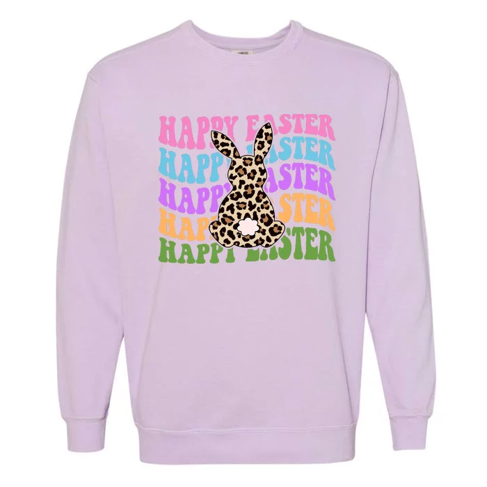 Happy Easter Cheetah Bunny Colorful Retro Garment-Dyed Sweatshirt