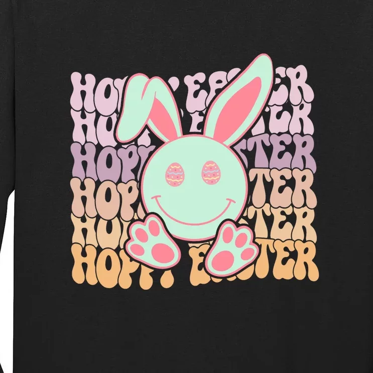 Hoppy Easter Cute Bunny Face Retro Easter Day Tall Long Sleeve T-Shirt