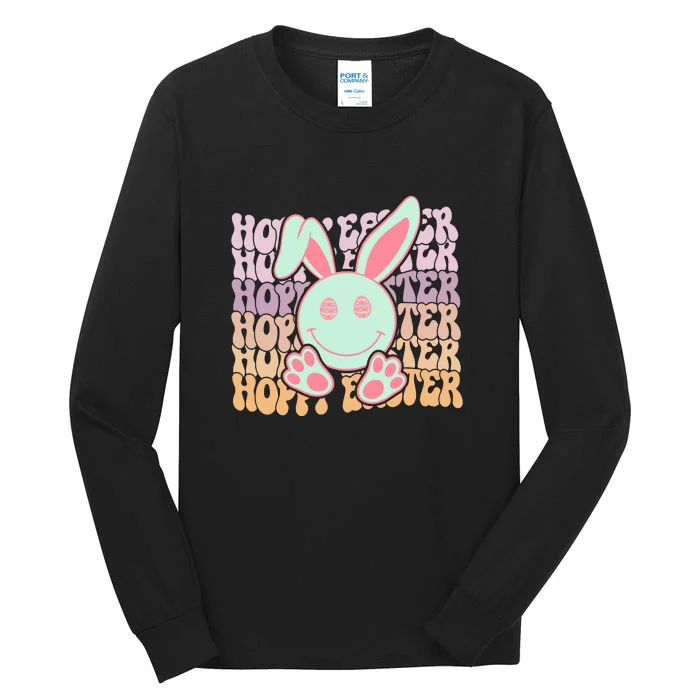 Hoppy Easter Cute Bunny Face Retro Easter Day Tall Long Sleeve T-Shirt