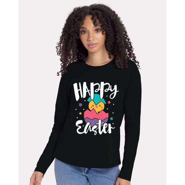 Happy Easter Chick Cute Yellow Chick Easter Holy Week Great Gift Womens Cotton Relaxed Long Sleeve T-Shirt