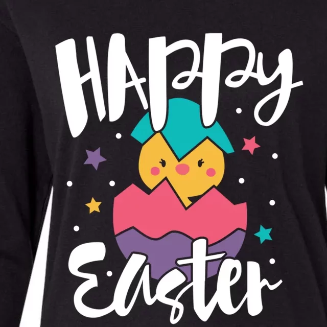 Happy Easter Chick Cute Yellow Chick Easter Holy Week Great Gift Womens Cotton Relaxed Long Sleeve T-Shirt