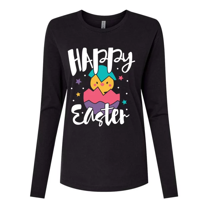 Happy Easter Chick Cute Yellow Chick Easter Holy Week Great Gift Womens Cotton Relaxed Long Sleeve T-Shirt