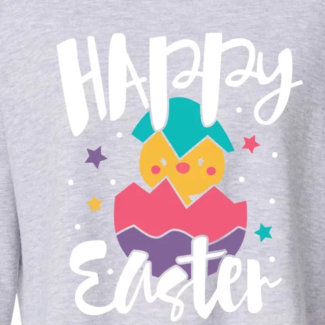 Happy Easter Chick Cute Yellow Chick Easter Holy Week Great Gift Cropped Pullover Crew