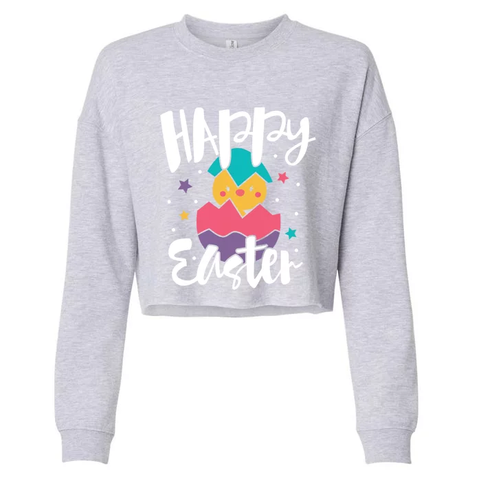 Happy Easter Chick Cute Yellow Chick Easter Holy Week Great Gift Cropped Pullover Crew