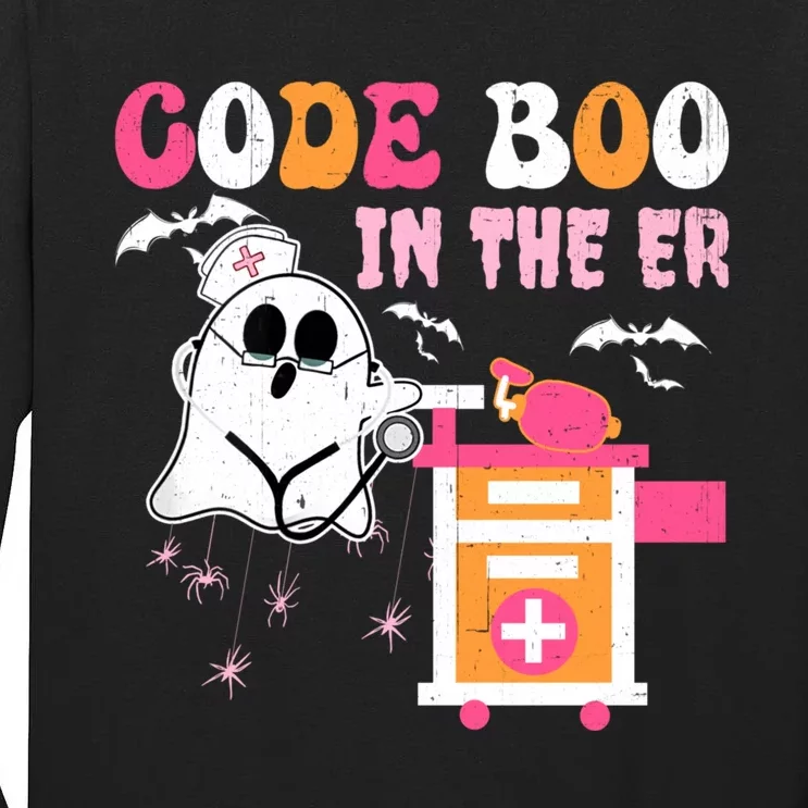 Halloween Er Costume Code Boo In The Er Nurse Crew Ghost Tall Long Sleeve T-Shirt