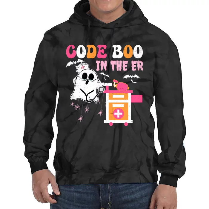 Halloween Er Costume Code Boo In The Er Nurse Crew Ghost Tie Dye Hoodie