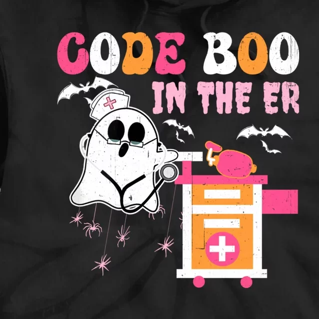 Halloween Er Costume Code Boo In The Er Nurse Crew Ghost Tie Dye Hoodie