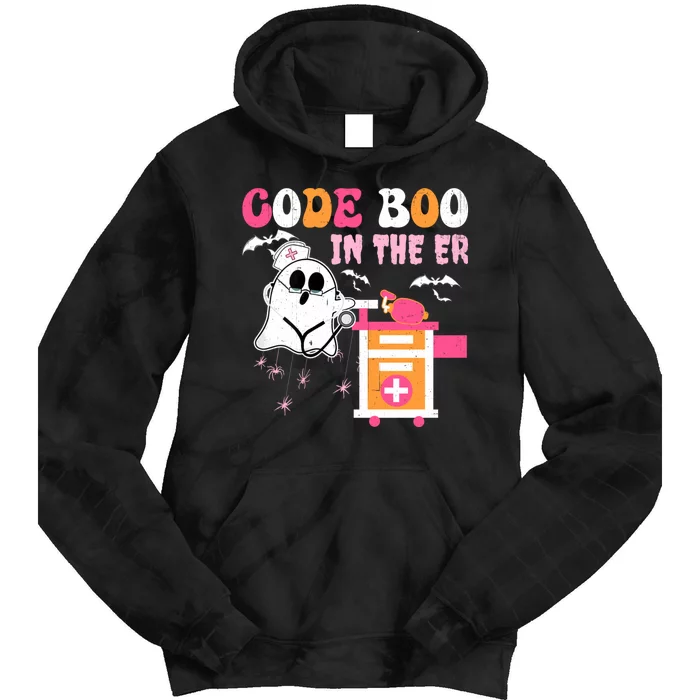 Halloween Er Costume Code Boo In The Er Nurse Crew Ghost Tie Dye Hoodie