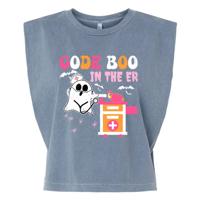 Halloween Er Costume Code Boo In The Er Nurse Crew Ghost Garment-Dyed Women's Muscle Tee