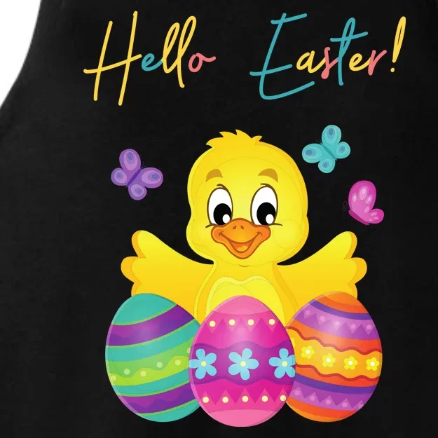 Hello Easter Cute Chick Holiday Ladies Tri-Blend Wicking Tank