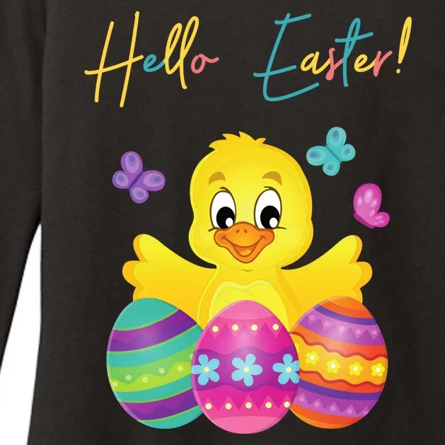 Hello Easter Cute Chick Holiday Womens CVC Long Sleeve Shirt