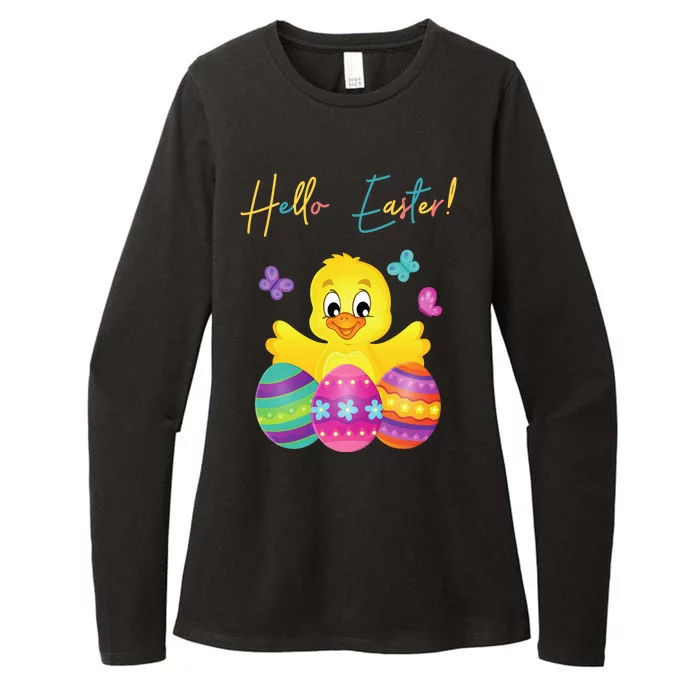 Hello Easter Cute Chick Holiday Womens CVC Long Sleeve Shirt