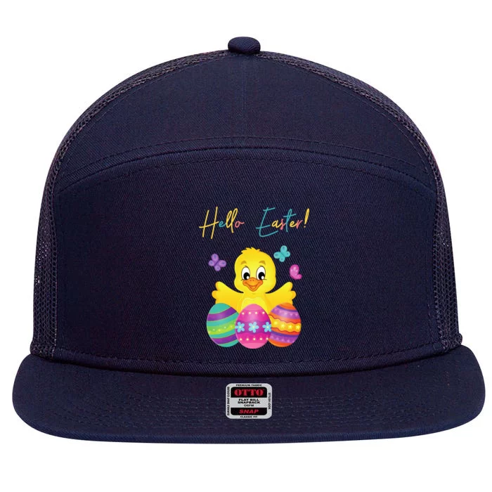 Hello Easter Cute Chick Holiday 7 Panel Mesh Trucker Snapback Hat