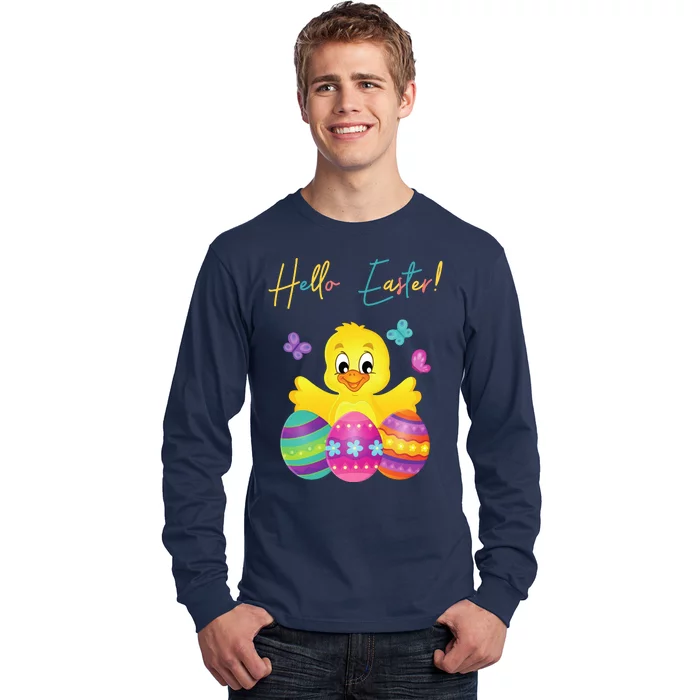 Hello Easter Cute Chick Holiday Long Sleeve Shirt