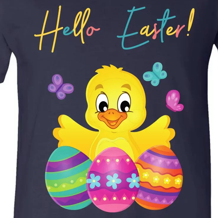 Hello Easter Cute Chick Holiday V-Neck T-Shirt