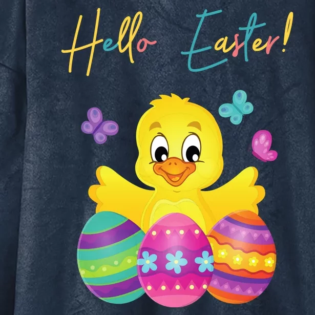 Hello Easter Cute Chick Holiday Hooded Wearable Blanket