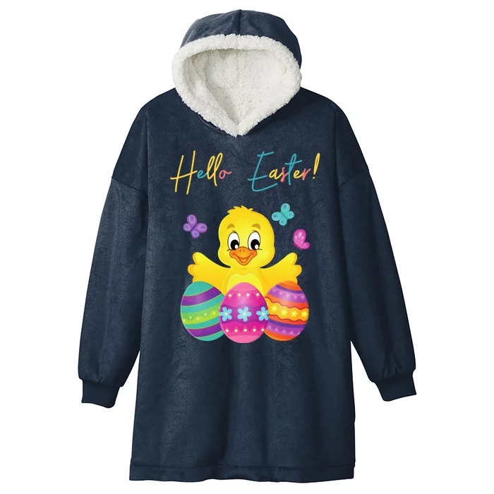 Hello Easter Cute Chick Holiday Hooded Wearable Blanket