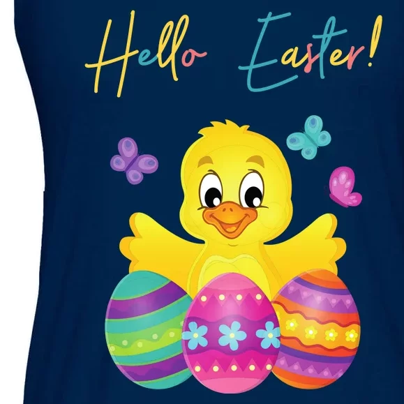 Hello Easter Cute Chick Holiday Ladies Essential Flowy Tank