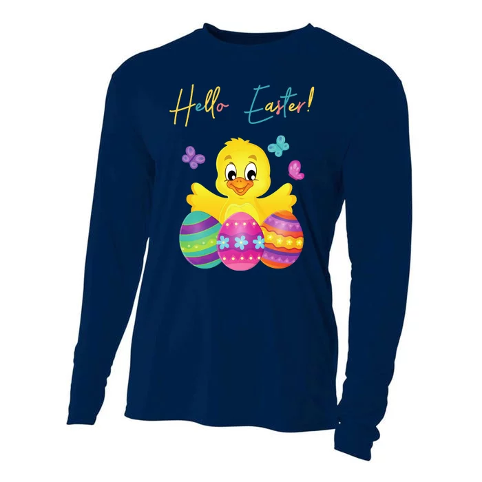 Hello Easter Cute Chick Holiday Cooling Performance Long Sleeve Crew