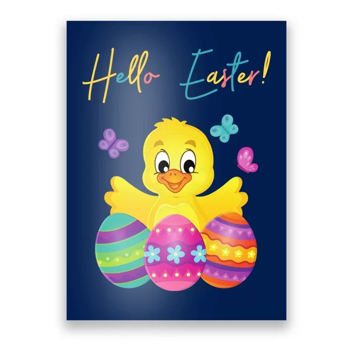 Hello Easter Cute Chick Holiday Poster