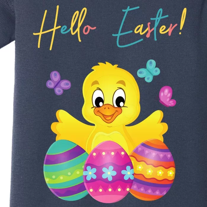 Hello Easter Cute Chick Holiday Baby Bodysuit