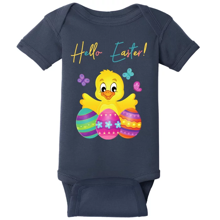 Hello Easter Cute Chick Holiday Baby Bodysuit