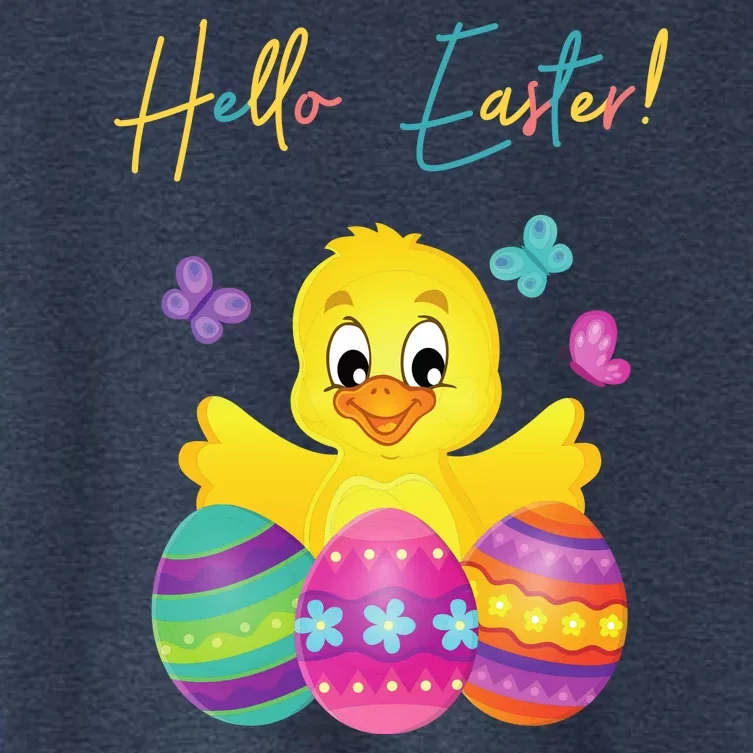 Hello Easter Cute Chick Holiday Women's Crop Top Tee