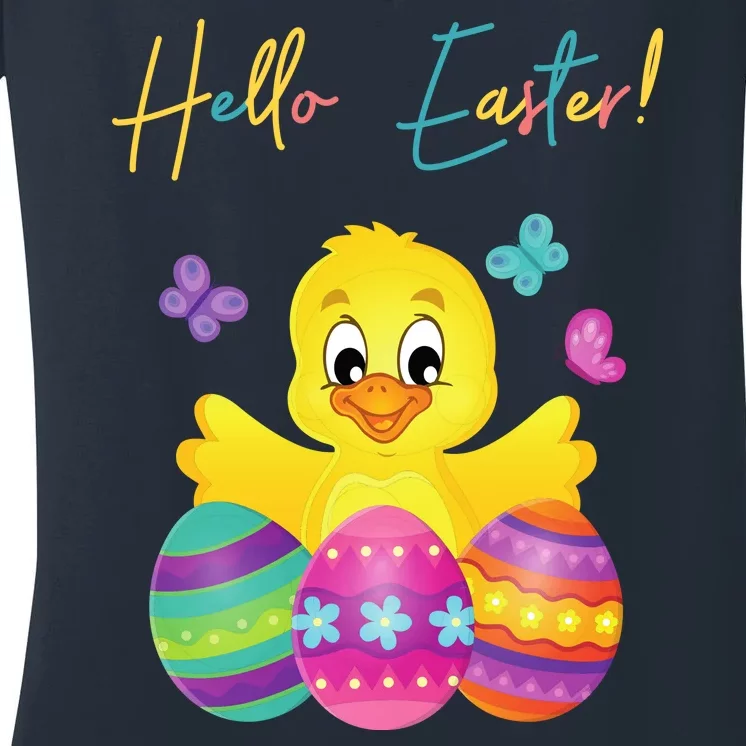 Hello Easter Cute Chick Holiday Women's V-Neck T-Shirt