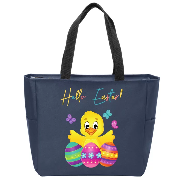 Hello Easter Cute Chick Holiday Zip Tote Bag