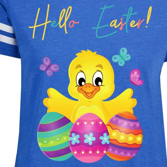 Hello Easter Cute Chick Holiday Enza Ladies Jersey Football T-Shirt