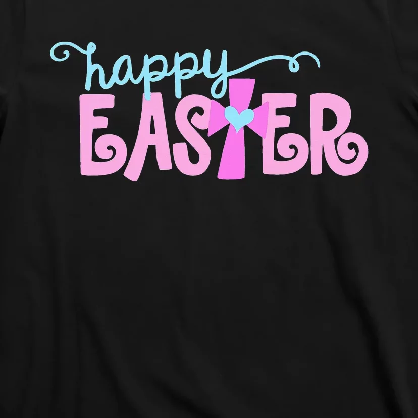 Happy Easter Cute Christian Jesus Saying Cross Heart Graphic T-Shirt