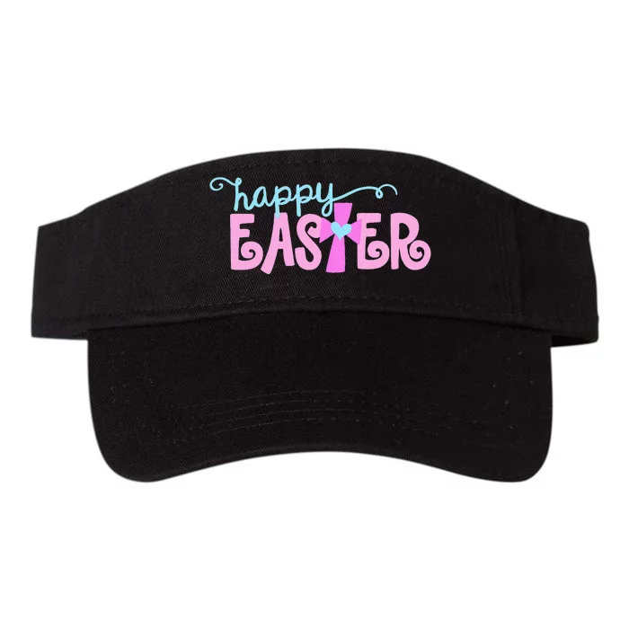 Happy Easter Cute Christian Jesus Saying Cross Heart Graphic Valucap Bio-Washed Visor