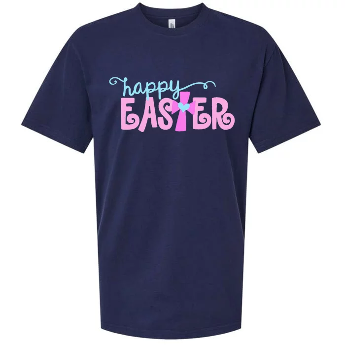 Happy Easter Cute Christian Jesus Saying Cross Heart Graphic Sueded Cloud Jersey T-Shirt