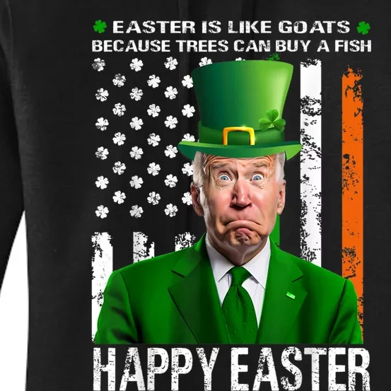 Happy Easter Confused Joe Biden St Patricks Day Women's Pullover Hoodie